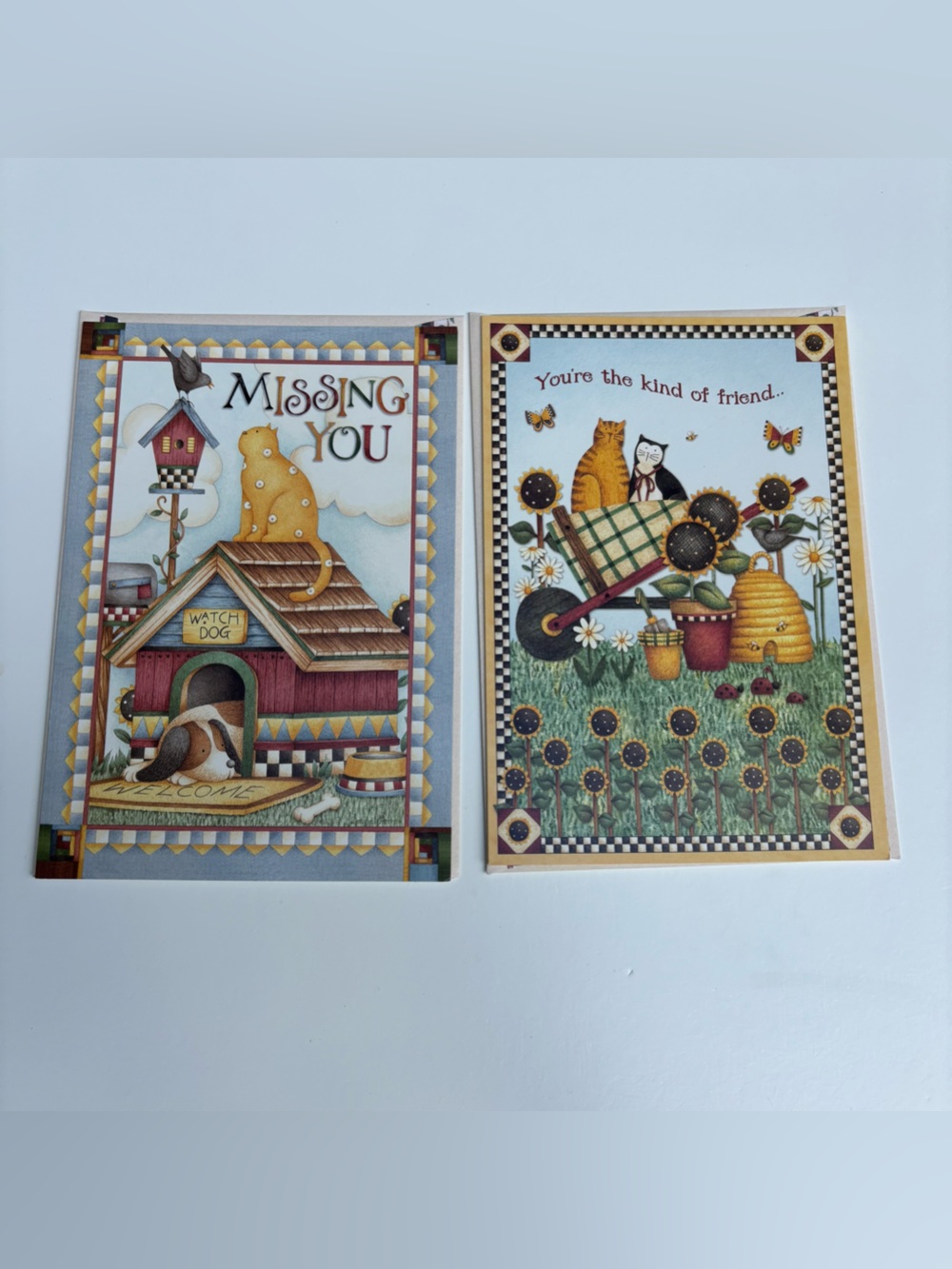 Vintage Debbie Mumm Leanin Tree Country Greeting Cards (2ct)